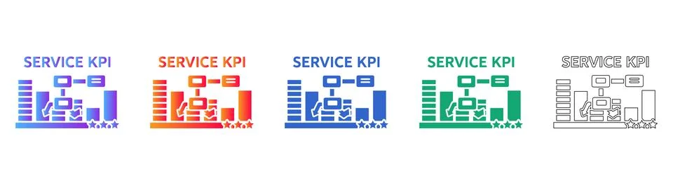 Service Quality and KPI Performance Icons Stock Illustration