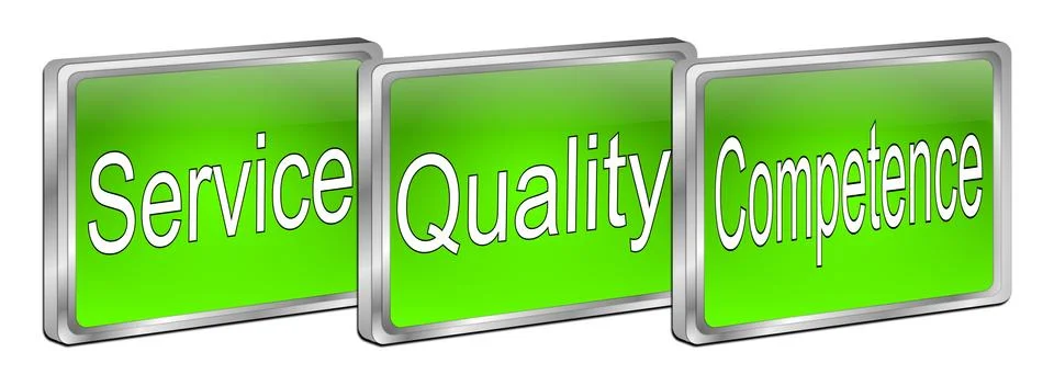 Service Quality Competence Button Stock Illustration