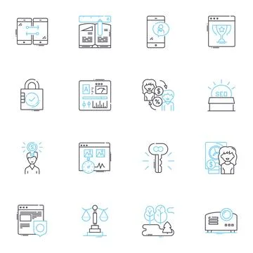Service quality linear icons set. Excellence, Responsiveness, Consistency イラスト素材