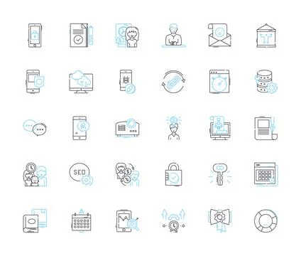 Service quality linear icons set. Excellence, Responsiveness, Consistency イラスト素材