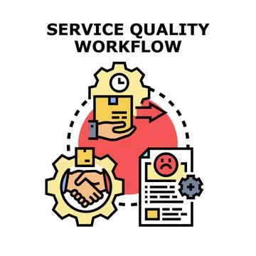 Service quality workflow illustrating project management process review Stock Illustration