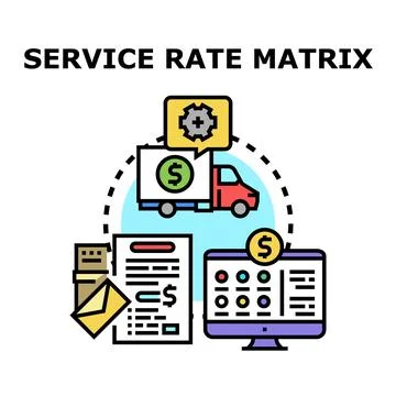 Service rate matrix calculating pricing and delivery costs Stock Illustration