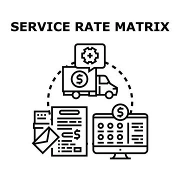 Service rate matrix calculating pricing and delivery costs 스톡 일러스트
