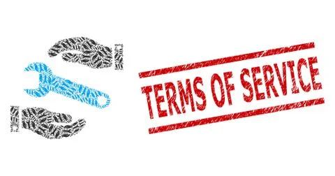 Service Recursion Composition of Service Icons and Scratched Terms of Service Stock Illustration