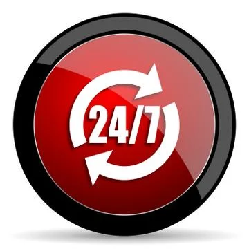 Service red circle glossy web icon on white background - set440 Stock Illustration
