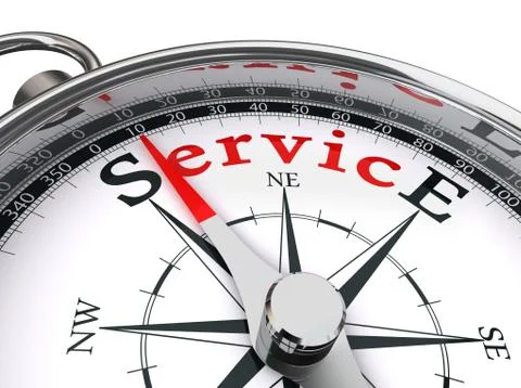 Service red word on compass Stock Illustration