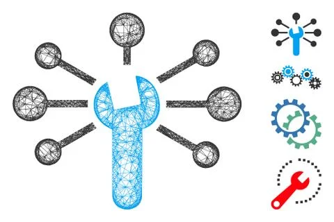 Service Relations Web Vector Mesh Illustration 스톡 일러스트