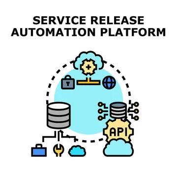 Service release automation platform concept illustrating development 库存插图