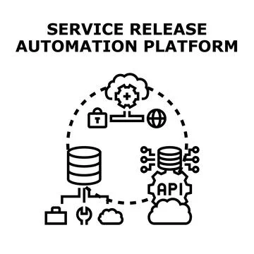 Service release automation platform concept illustrating development Stock Illustration