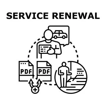 Service renewal process for document and auto maintenance Stock Illustration