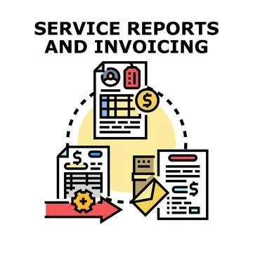 Service reports and invoicing creating business financial documentation Stock Illustration