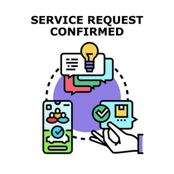 Service request confirmed process vector concept 库存插图