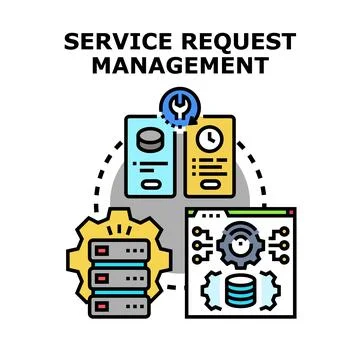 Service request management system concept illustration Illustrazione stock