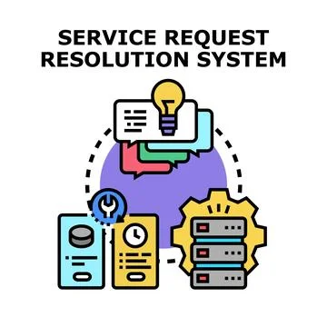 Service request resolution system solving problems process Illustration