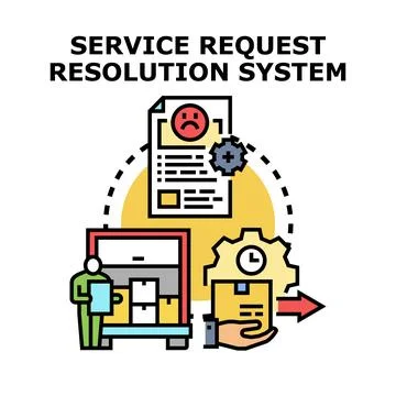 Service request resolution system solving problems Stock Illustration