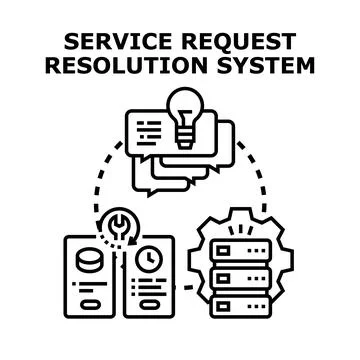 Service request resolution system solving problems process Stock Illustration