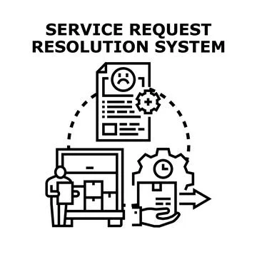 Service request resolution system solving problems Stock Illustration