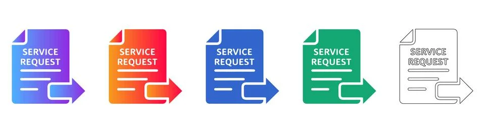 Service Request Submission Document Icons Stock Illustration