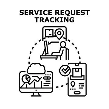 Service request tracking system for delivery and support Stock Illustration