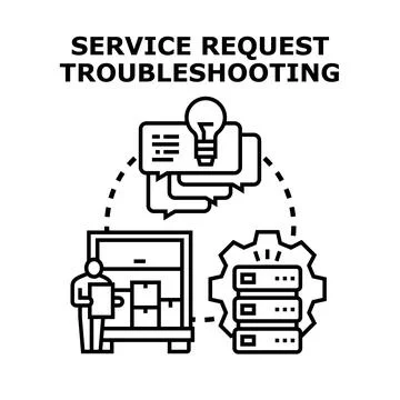 Service request troubleshooting process concept illustration 库存插图