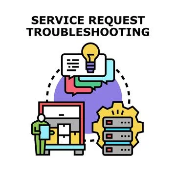 Service request troubleshooting process concept illustration Stock Illustration