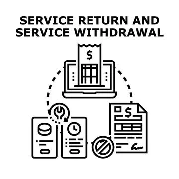 Service return and withdrawal process concept vector Stock Illustration