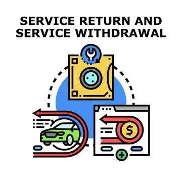 Service return and withdrawal process concept diagram Stock Illustration