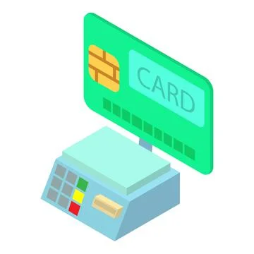 Service sector icon isometric vector. Cash register and modern credit card icon Stock Illustration