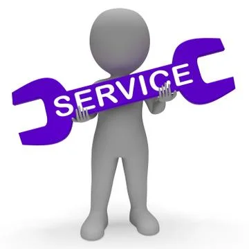 Service Spanner Means Means Support Assistance 3d Rendering Stockillustratie