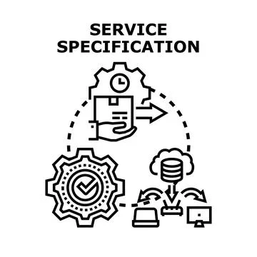 Service specification development process planning delivering solution 스톡 일러스트