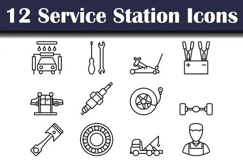 Service Station Icon Set Stock Illustration