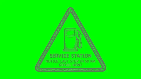 Service station warning sign animation with flashing white light Stock Footage 338201875