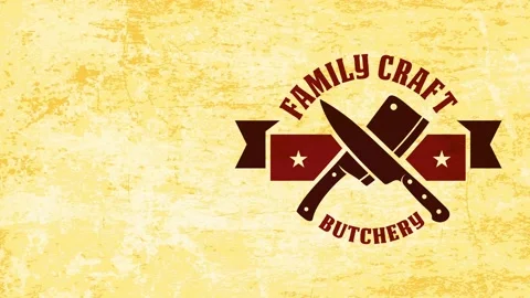 Service style group work murder corporate identity with butcher dagger crossed Stock Footage 130453512