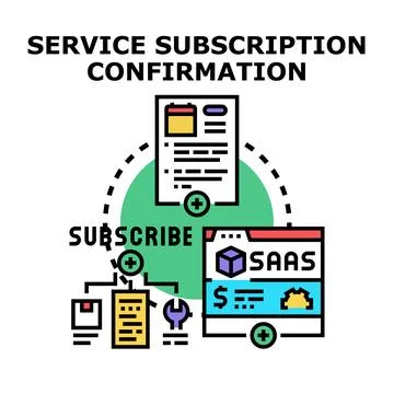 Service subscription confirmation process digital illustration Illustrazione stock
