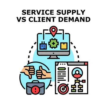 Service supply meeting client demand concept Stock Illustration