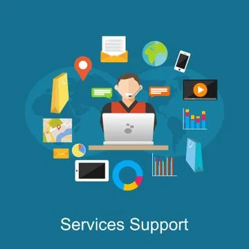 Service support illustration. Flat design illustration concepts for customer  Stock Illustration