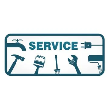 Service symbol with tool Stock Illustration