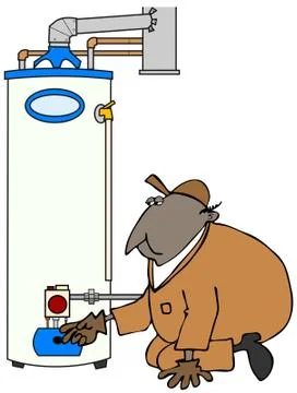 Service Tech checking water heater Stock Illustration