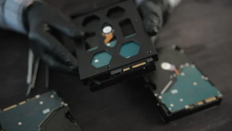Service Technician Holding Hard Disk Drive In Hands During Storage Maintenance Stock Footage 336279150