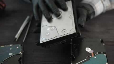 Service Technician Holding Hard Disk Drive In Hands During Storage Maintenance Stock Footage 341578855