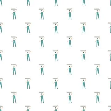 Service technician installing air conditioning unit seamless pattern Illustrazione stock