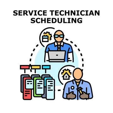 Service technician scheduling and management concept Stock Illustration