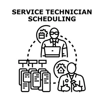 Service technician scheduling and management concept Stock Illustration
