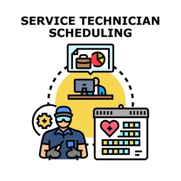 Service technician scheduling concept for maintenance planning Stock Illustration