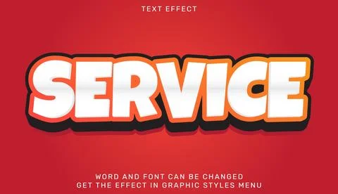 Service text effect template in 3d design Stock Illustration