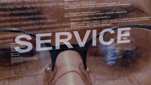 Service text on female software developer Stock Footage 107969972