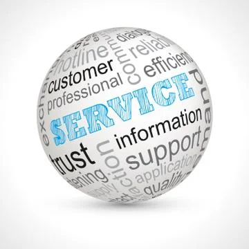 Service theme sphere with keywords Stock Illustration
