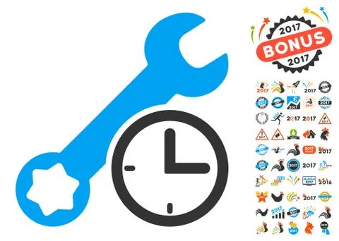 Service Time Icon With 2017 Year Bonus Symbols Stock-Illustration