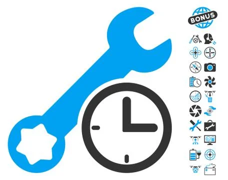Service Time Icon With Copter Tools Bonus Stock-Illustration