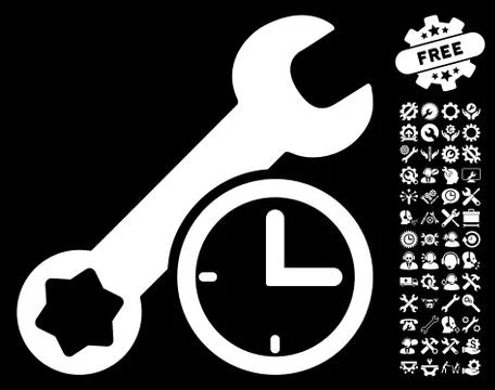 Service Time Vector Icon with Tools Bonus Stock-Illustration